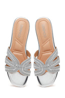 Woman Silver Slipper with Stones | Derimod