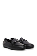 Kadın Siyah Tokalı Deri Maskülen Loafer | Derimod