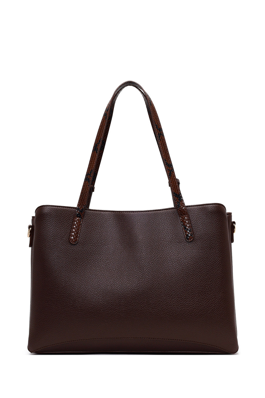 Woman Brown Long-Strap Patterned Shoulder Bag