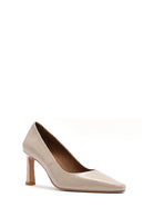 Women's Beige Heeled Patent Leather Stiletto | Derimod