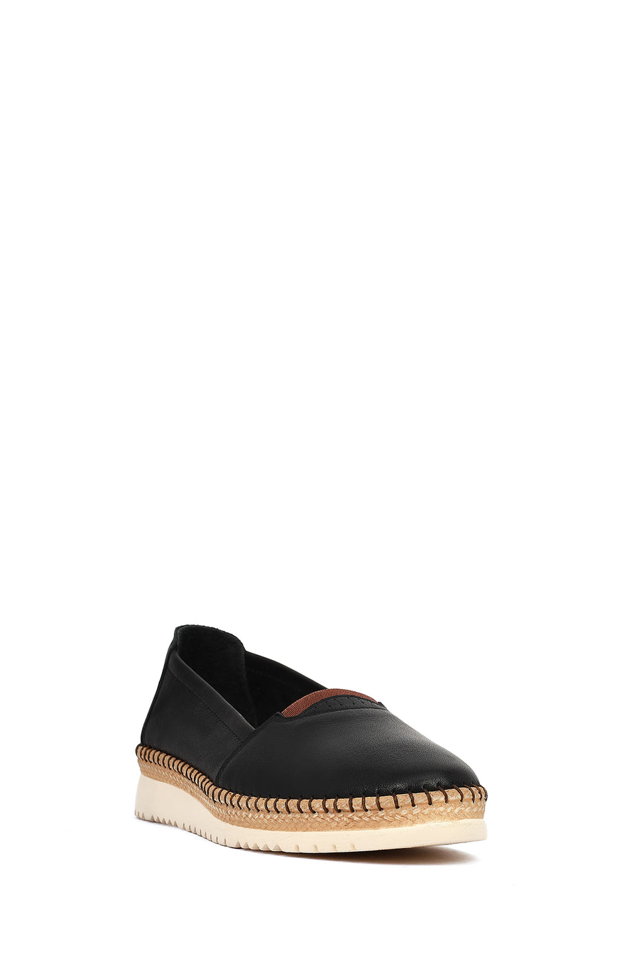 Women's Black Thick Soled Leather Comfort Shoes