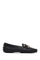 Women's Black Buckled Leather Loafer | Derimod