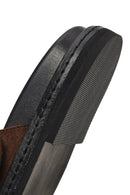 Woman Brown Suede Leather Slippers | Derimod