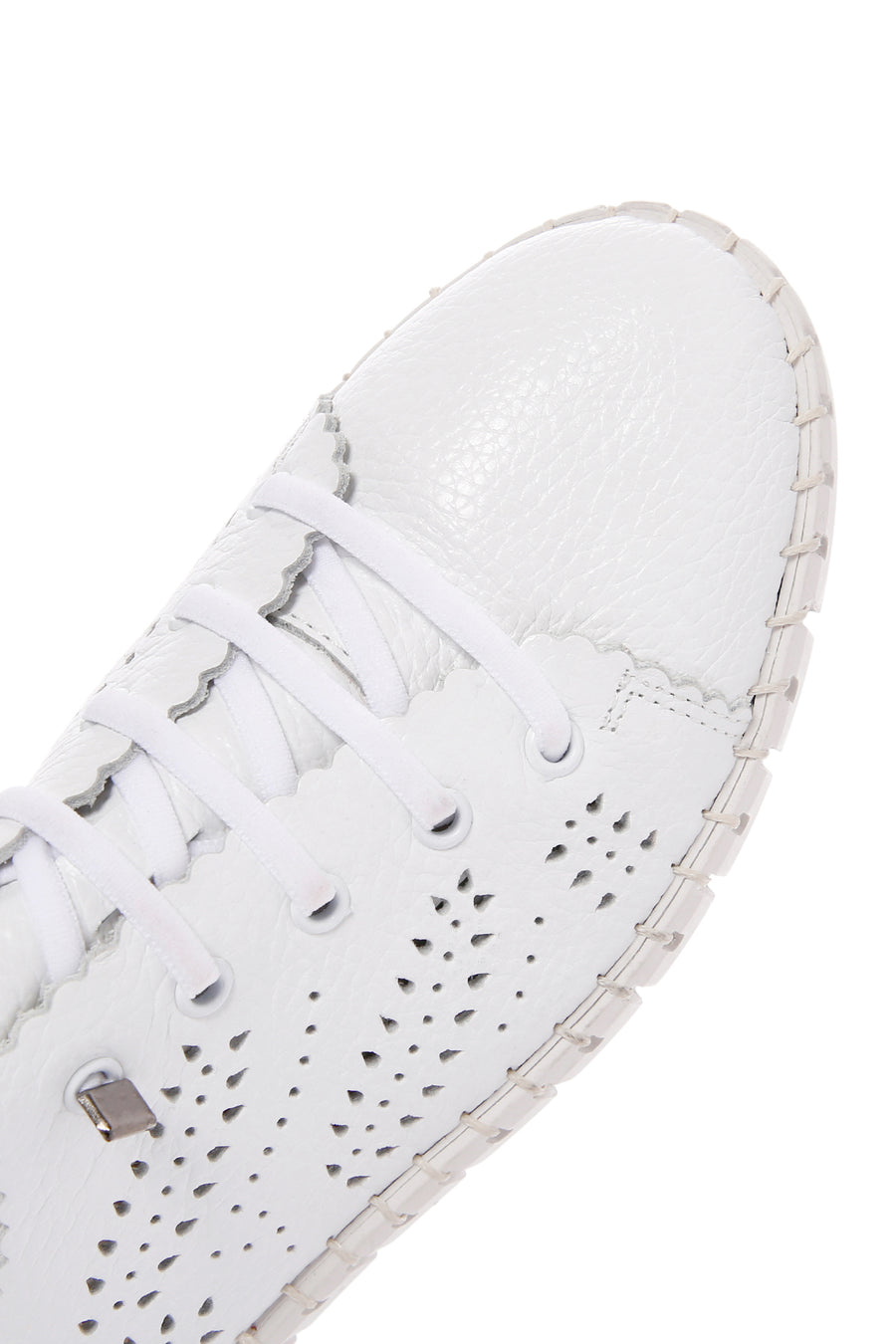 Woman White Lace-Up Patterned Leather Comfort Shoes