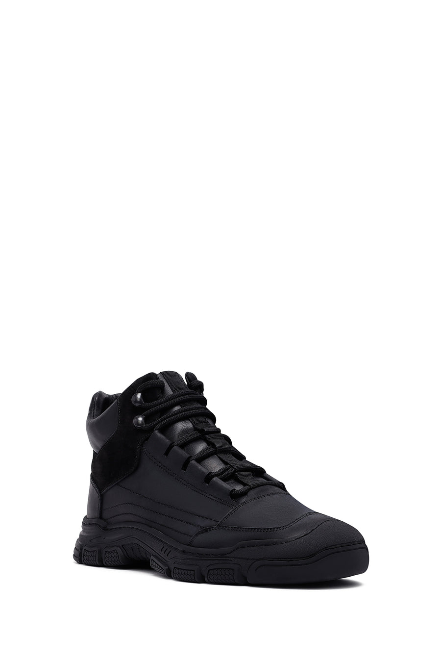 Men's Black Lace-Up Leather Casual Boots