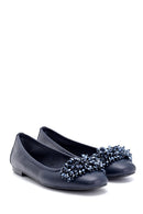 Women's Leather Bead Detailed Ballerinas | Derimod