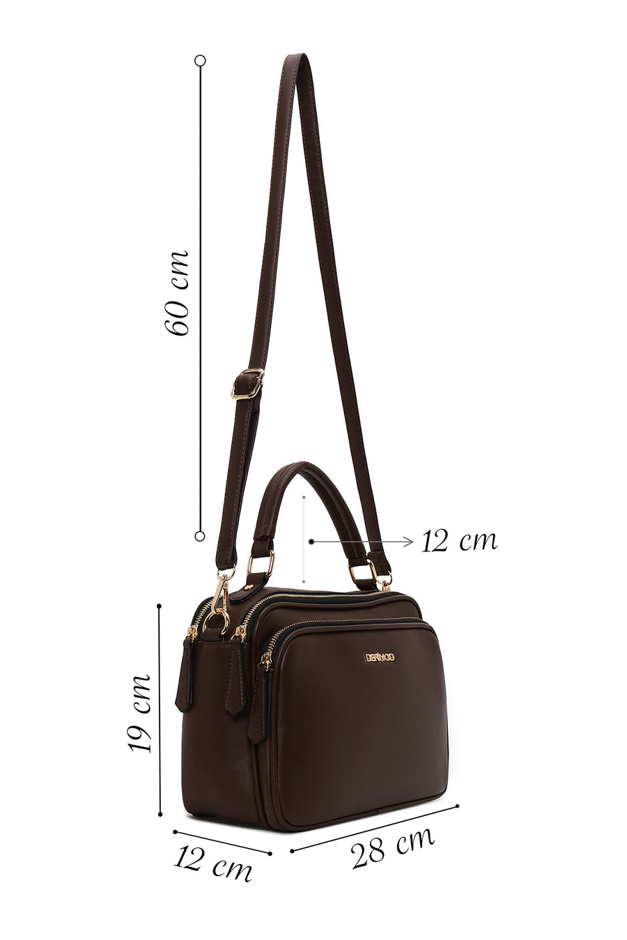 Woman Brown Long-Strap Crossbody Bag