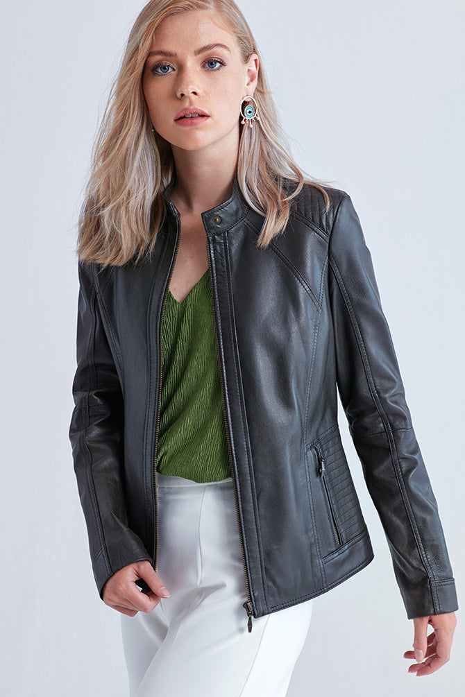Norma Women's Leather Jacket 19SGE512547 | Derimod