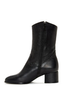 Women's Black Leather Cowboy Heeled Boots | Derimod
