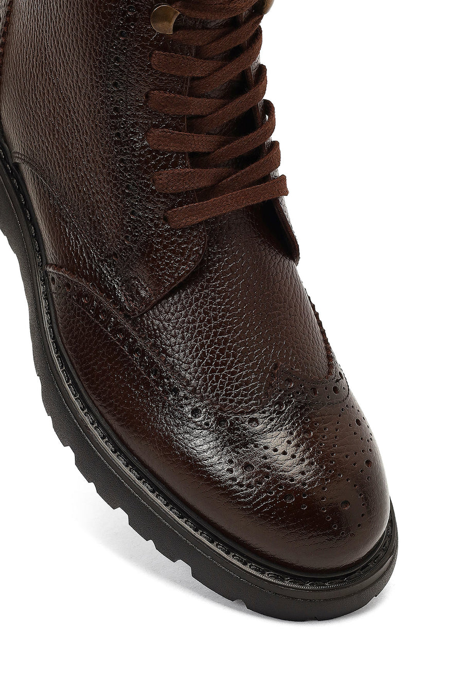 Men's Brown Zipper Leather Boot