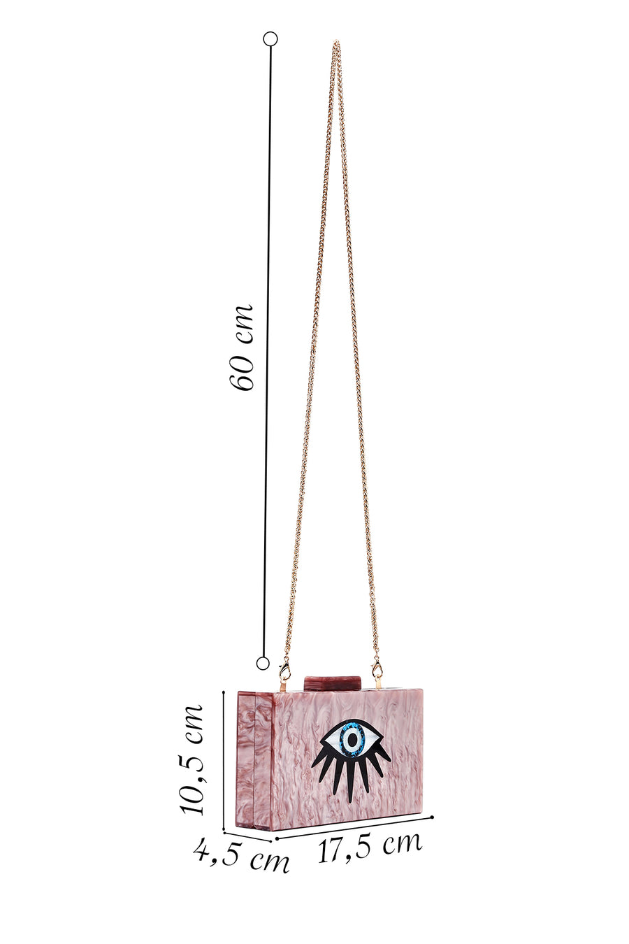 Women's Pink Long Chain Strap Mini Evening Box Bag
