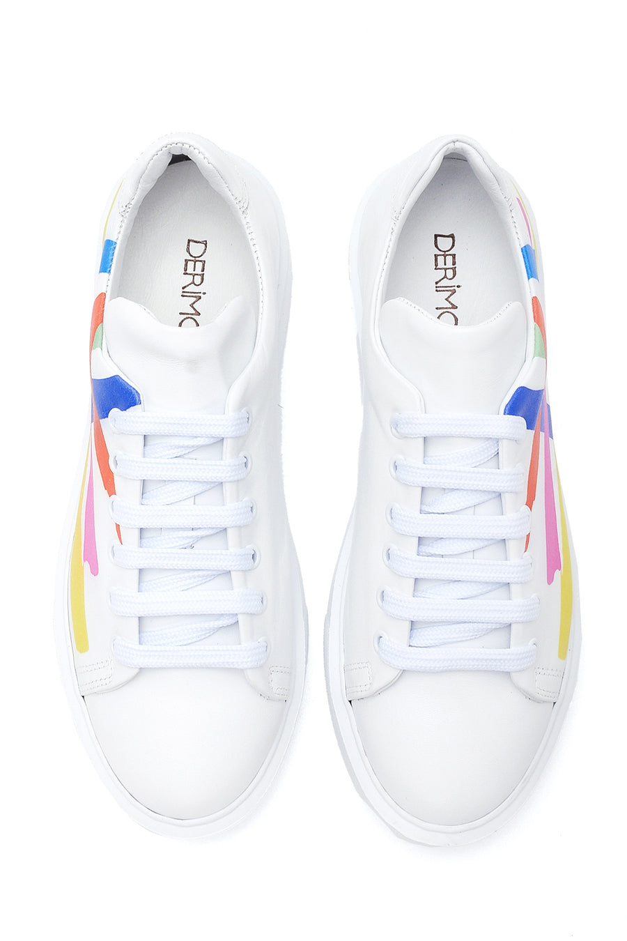 Women's Leather Colored Stripe Sneaker