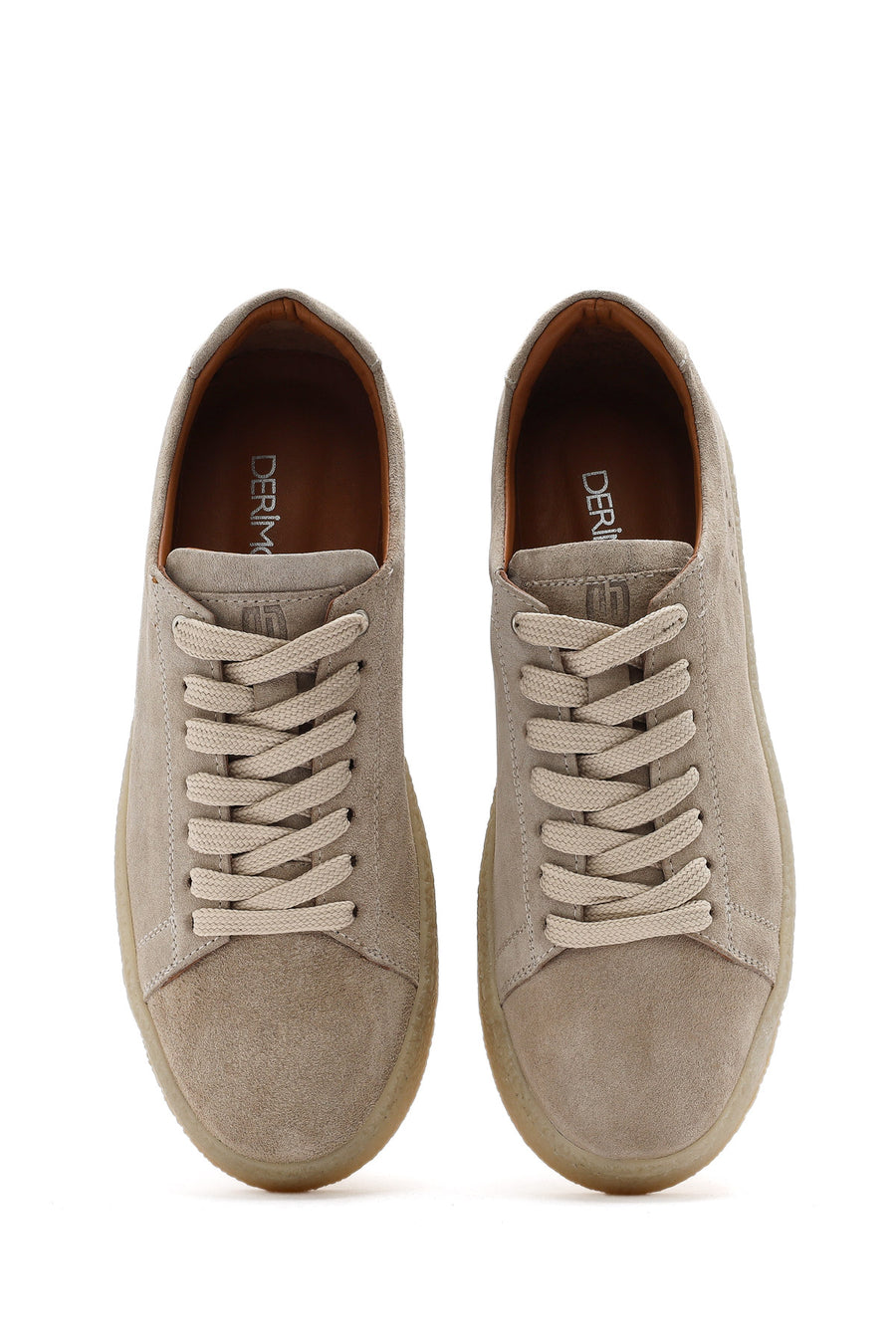 Erkek Bej Bağcıklı Süet Deri Sneaker
