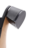 Women's Black Short Thick Heeled Slippers | Derimod