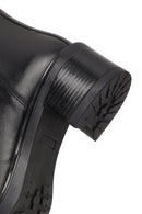 Women's Black Zippered Leather Boots | Derimod