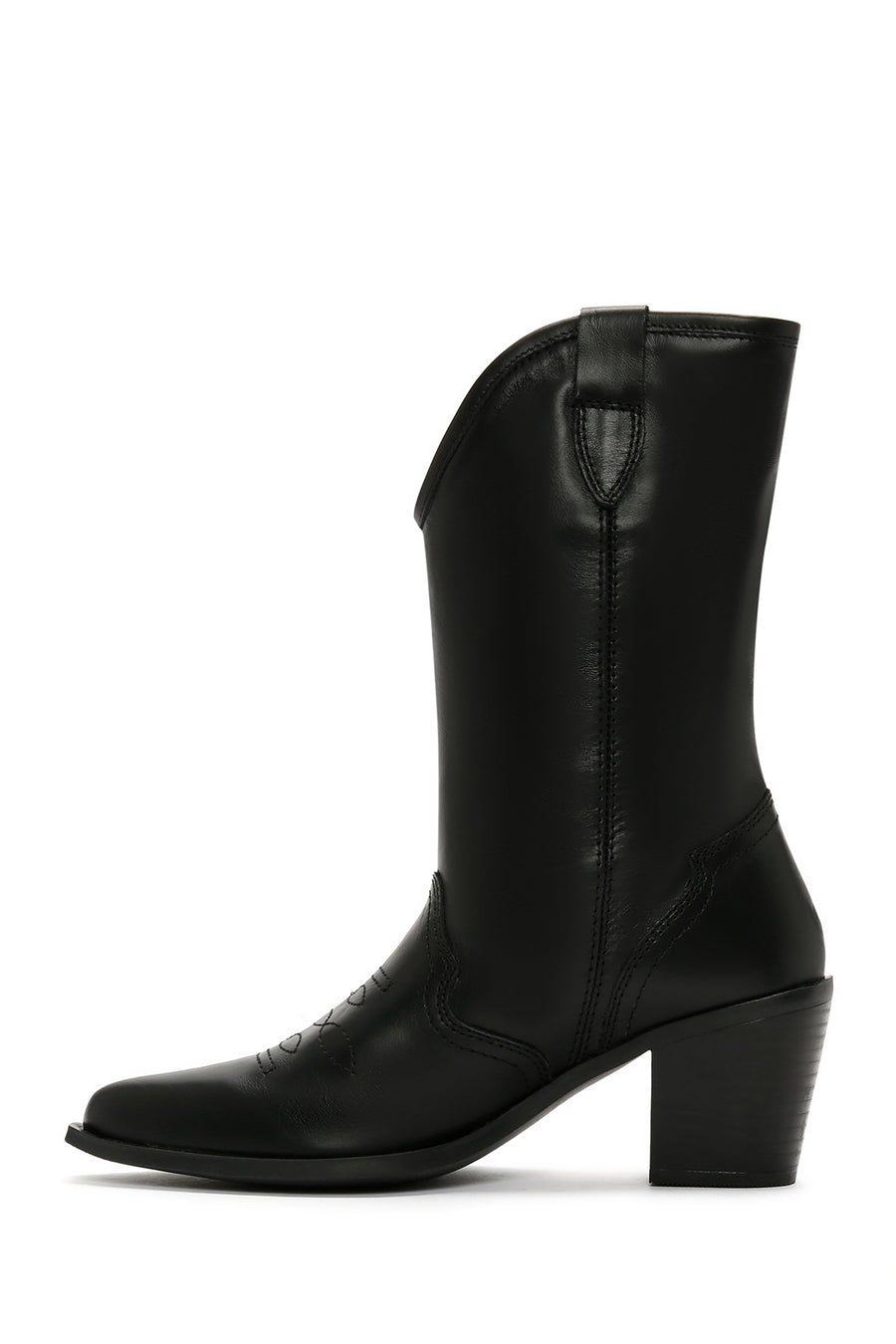 Women's Black Leather Cowboy Boots