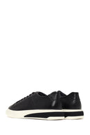 Men's Black Lace-Up Thick-Soled Leather Sneaker | Derimod