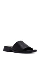 Women's Black Leather Slippers | Derimod