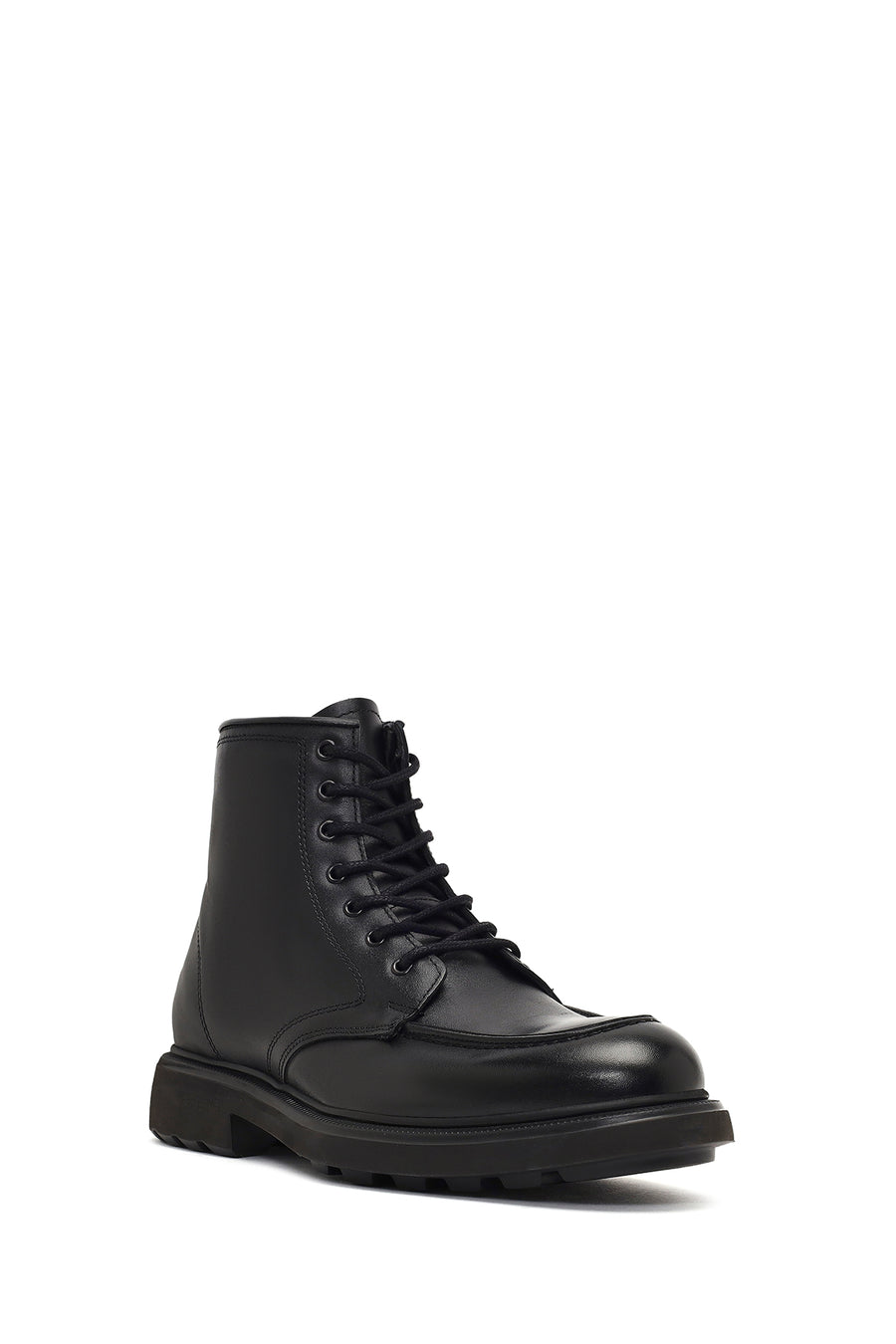 Men's Black Lace-Up Zipper Leather Casual Boot