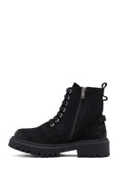 Woman Black Zippered Leather Postal Boots | Derimod