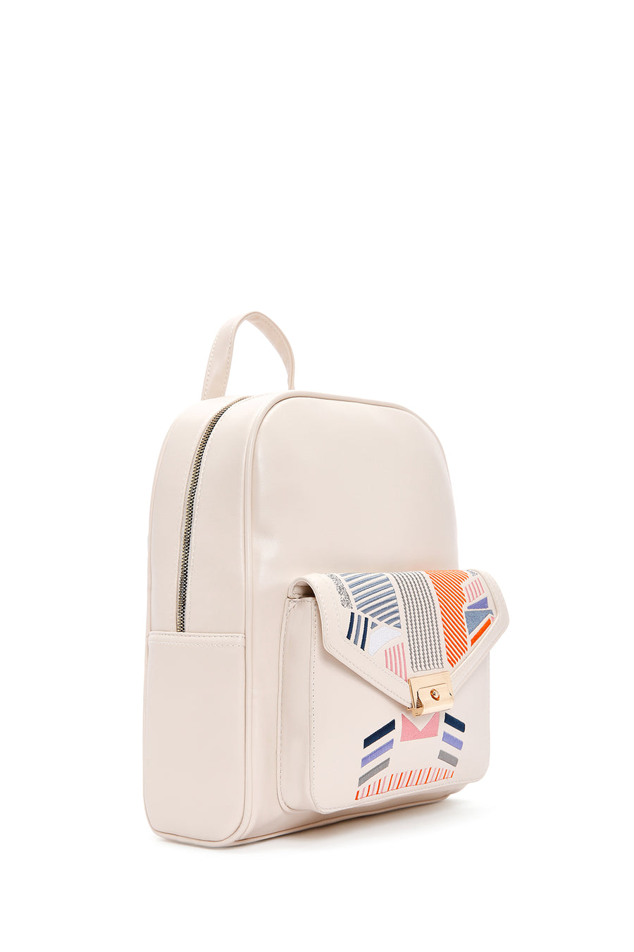 Women's White Printed Backpack