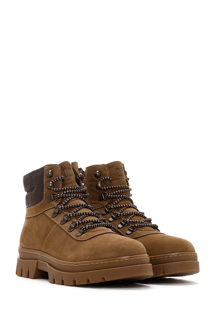 Men's Tan Nubuck Leather Zippered Boots