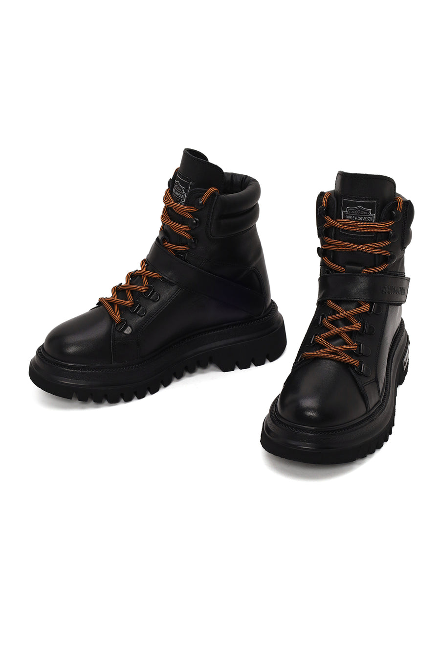 Harley Davidson Woman Black Angelhard Lace-Up Leather Combat Boots