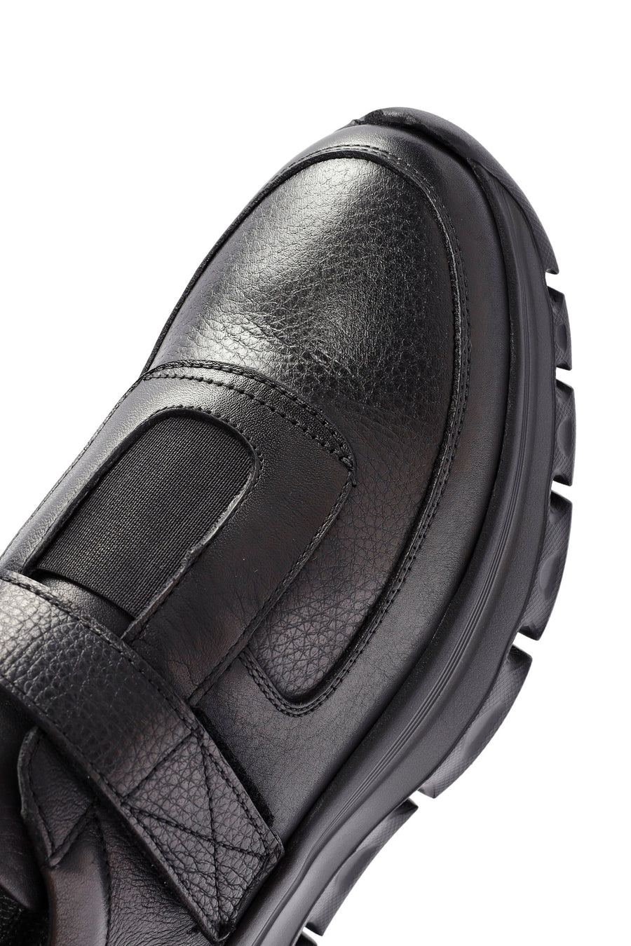 Erkek Siyah Bantlı Deri Sneaker