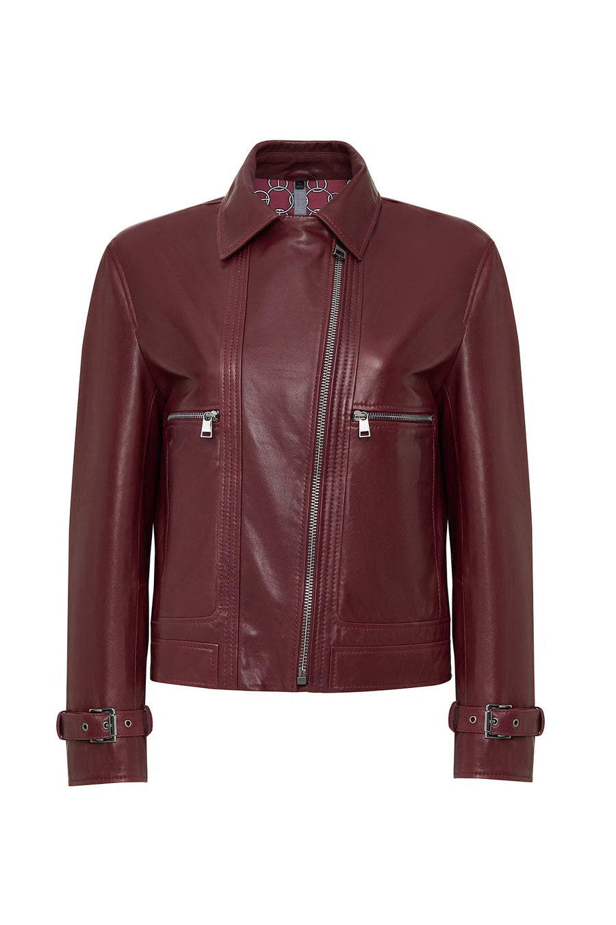 Paloma Kadın Bordo Kısa Oversize Biker Deri Ceket 25WGD5608VE | Derimod