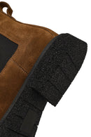 Men's Brown Zippered Suede Leather Boot | Derimod