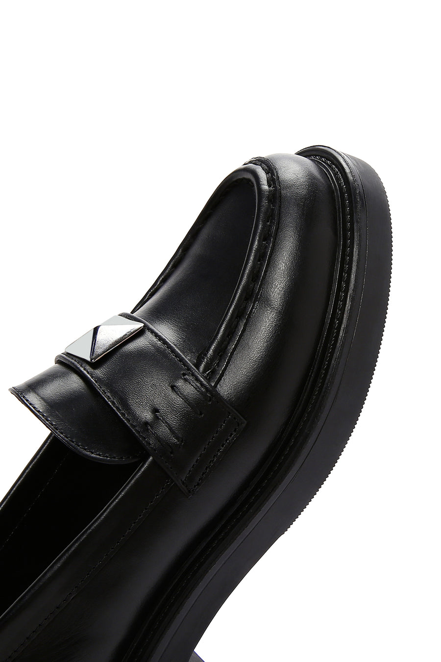 Women's Black Leather Masculine Casual Loafer