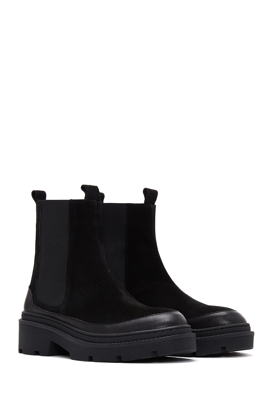 Women's Black Suede Leather Chelsea Boots