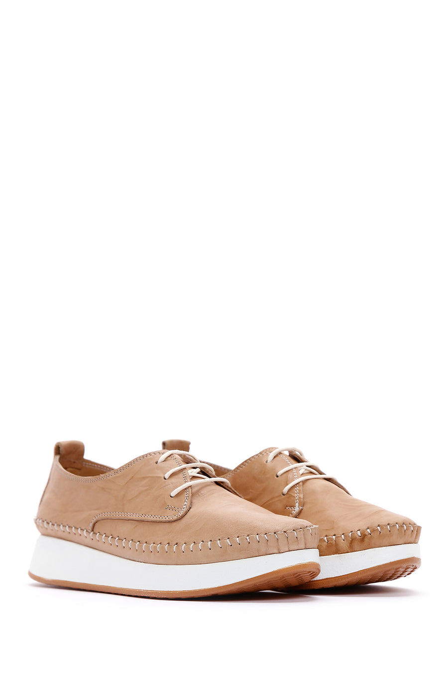 Women's Beige Leather Comfort Shoes