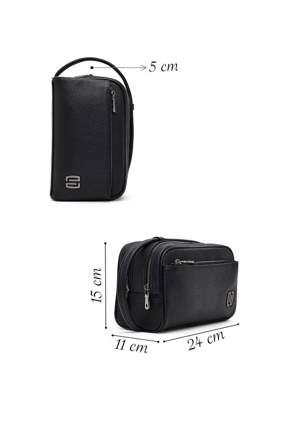 Men's Black Leather Handbag