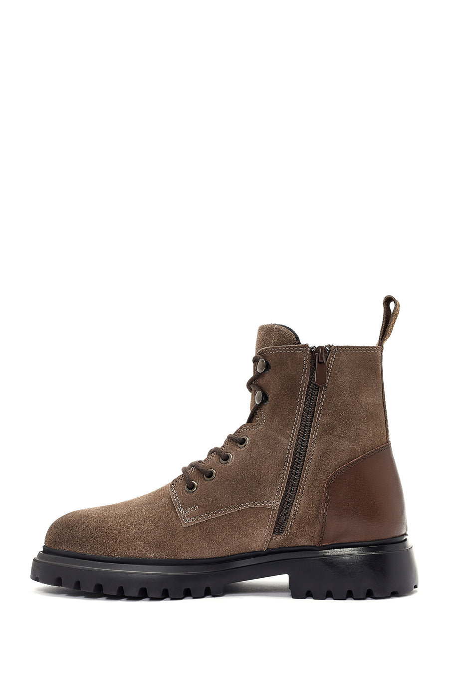 Men's Mink Zipper Lace-Up Suede Leather Casual Boots