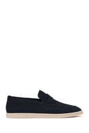 Male Navy Nubuck Leather Loafer | Derimod