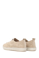 Woman Beige Lace-up Suede Comfort Shoes | Derimod