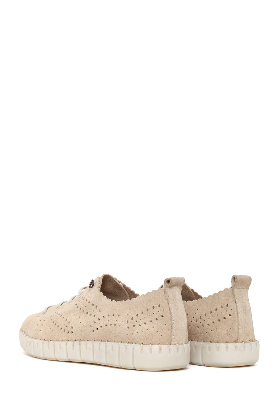 Woman Beige Lace-up Suede Comfort Shoes