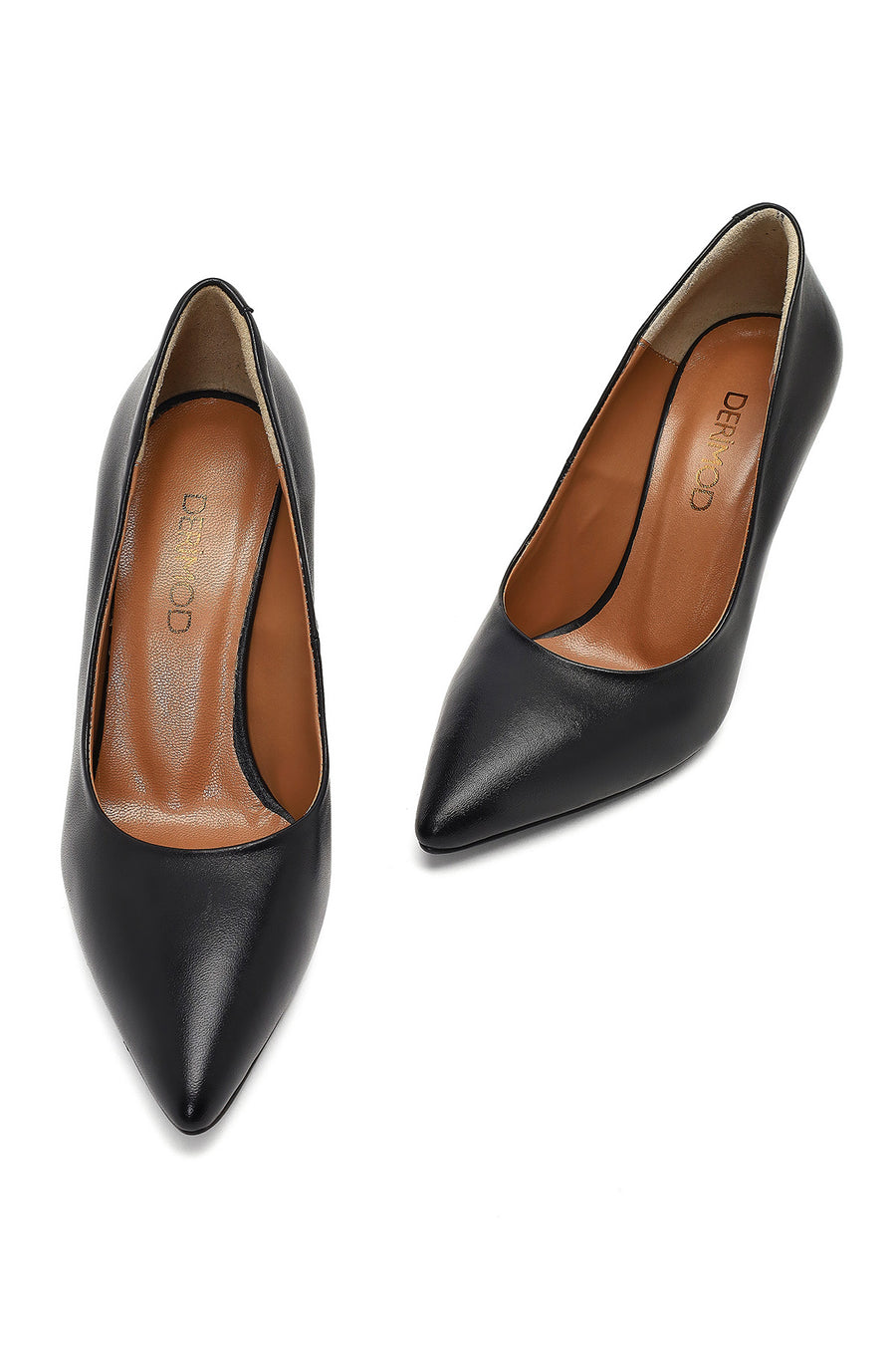 Woman Black Thin-Heeled Leather Stiletto