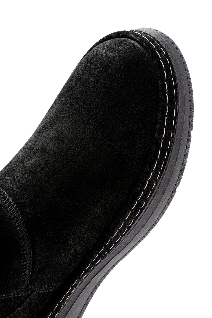 Women's Black Suede Leather Teddy Boots