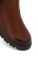 Male Tan Chunky-Soled Leather Chelsea Boots | Derimod