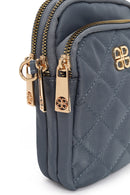 Woman Blue Long-Strap Fabric Mini Crossbody Bag | Derimod