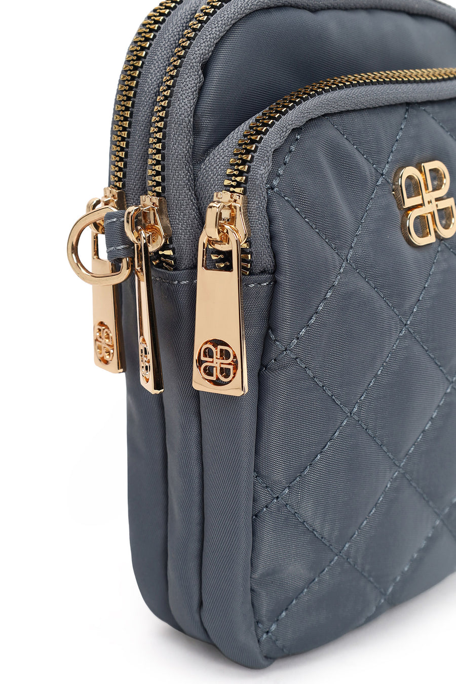 Woman Blue Long-Strap Fabric Mini Crossbody Bag