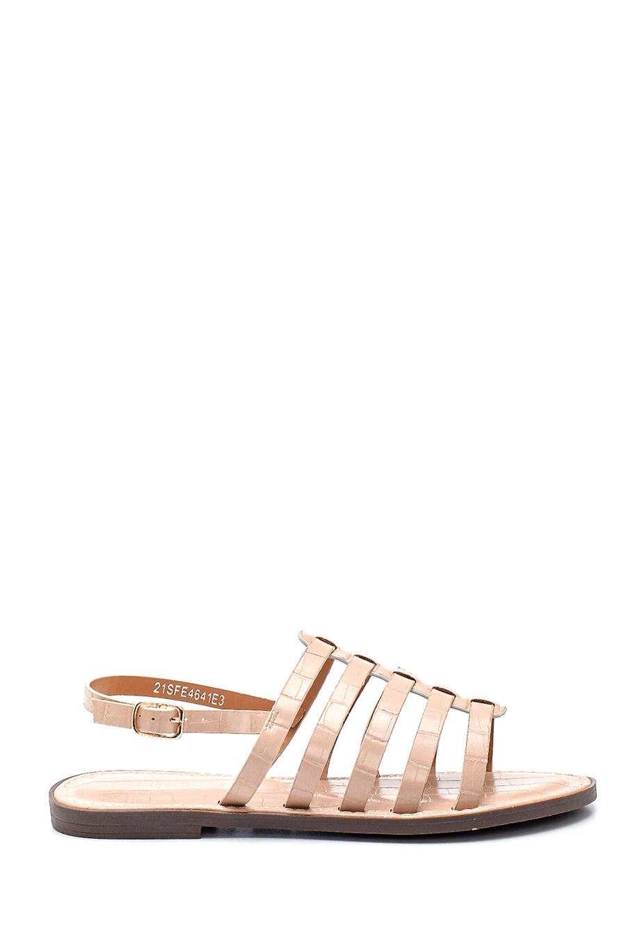 Women's Beige Crocodile Flat Sandals 21SFE4641E3 | Derimod