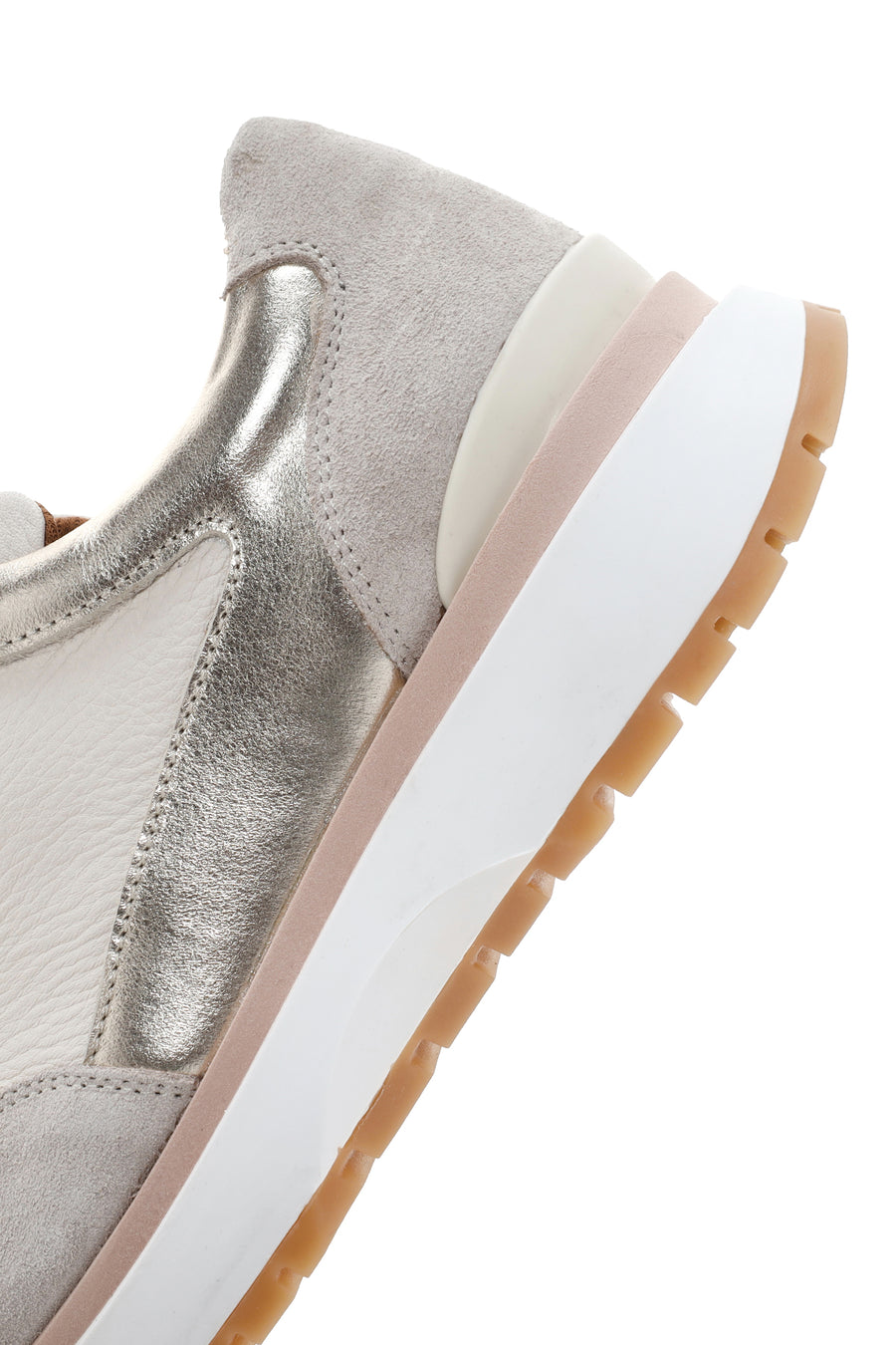 Kadın Bej Deri Süet Detaylı Sneaker