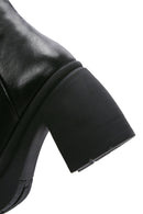 Women's Black Leather Platform Heeled Boots | Derimod