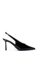 Woman Black Open-Back Thin-Heeled Patent Leather Leather Shoes | Derimod