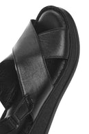 Women's Black Strappy Thick Soled Leather Comfort Sandals | Derimod