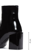 Women's Black Patent Leather Heeled Boots | Derimod