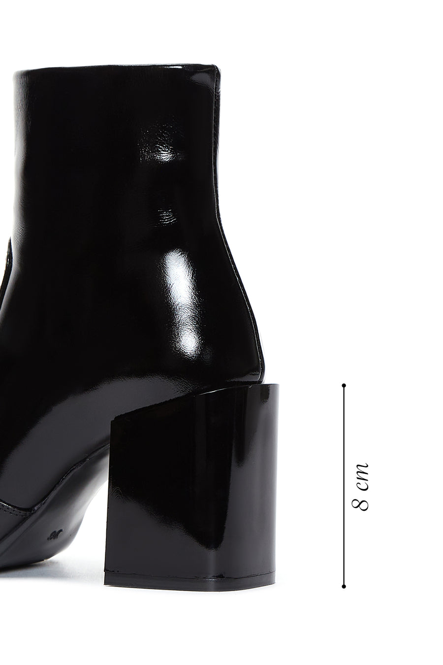 Women's Black Patent Leather Heeled Boots
